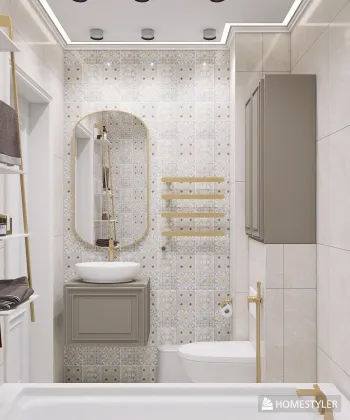 Интерьер ванной с душевой из плитки  смотреть на Basicdecor