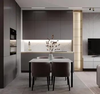 Интерьер кухни с нишей с подсветкой и с подсветкой  смотреть на Basicdecor