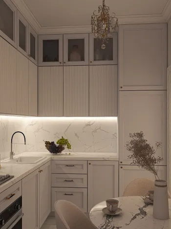 Интерьер кухни с нишей с подсветкой и с подсветкой  смотреть на Basicdecor