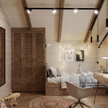 Интерьер спальни с в деревянном доме в стиле кантри смотреть на Basicdecor