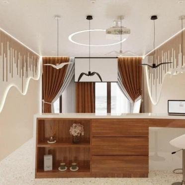 Интерьер спальни с барной стойкой и ресепшном  смотреть на Basicdecor
