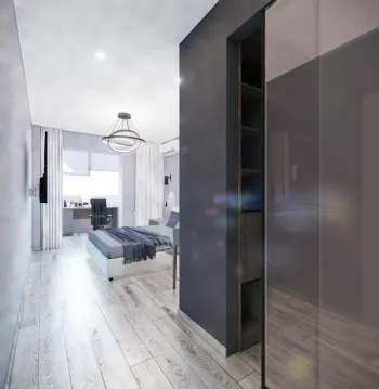 Интерьер спальни c рабочим местом  смотреть на Basicdecor