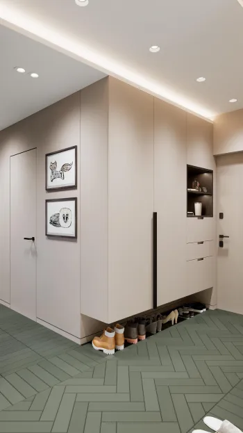 Интерьер коридора с проходной  смотреть на Basicdecor