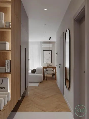 Интерьер коридора с проходной и без окна в современном стиле смотреть на Basicdecor