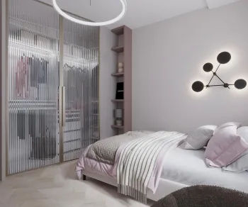 Интерьер спальни cветильниками над кроватью и с подсветкой  смотреть на Basicdecor