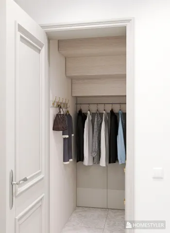 Интерьер гардеробной с хранением верхней одежды  смотреть на Basicdecor