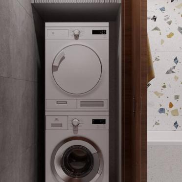 Интерьер ванной с постирочной в стиле фьюжн смотреть на Basicdecor