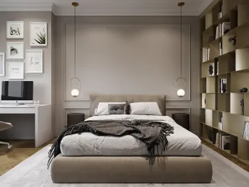 Интерьер спальни cветильниками над кроватью  смотреть на Basicdecor