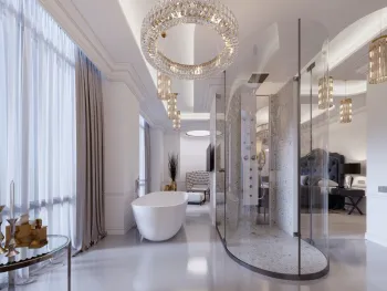 Интерьер ванной с аркой в неоклассике смотреть на Basicdecor