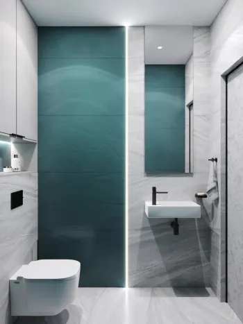 Интерьер ванной cовмещенным санузлом  смотреть на Basicdecor