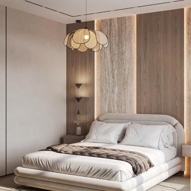 Интерьер спальни cветильниками над кроватью  смотреть на Basicdecor