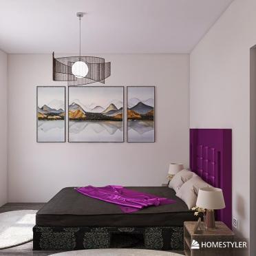 Интерьер спальни с проходной и с подсветкой в современном стиле смотреть на Basicdecor
