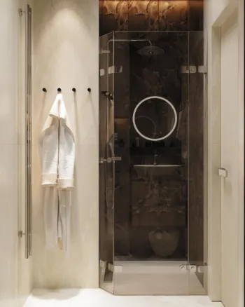 Интерьер ванной с без окна в современном стиле смотреть на Basicdecor