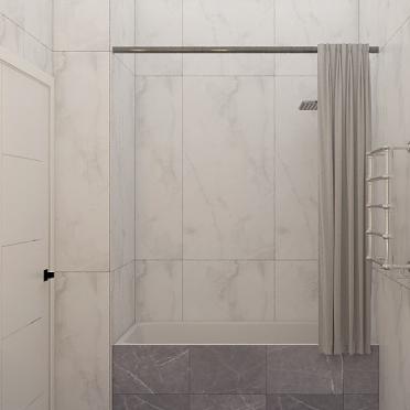 Интерьер ванной с душевой из плитки  смотреть на Basicdecor