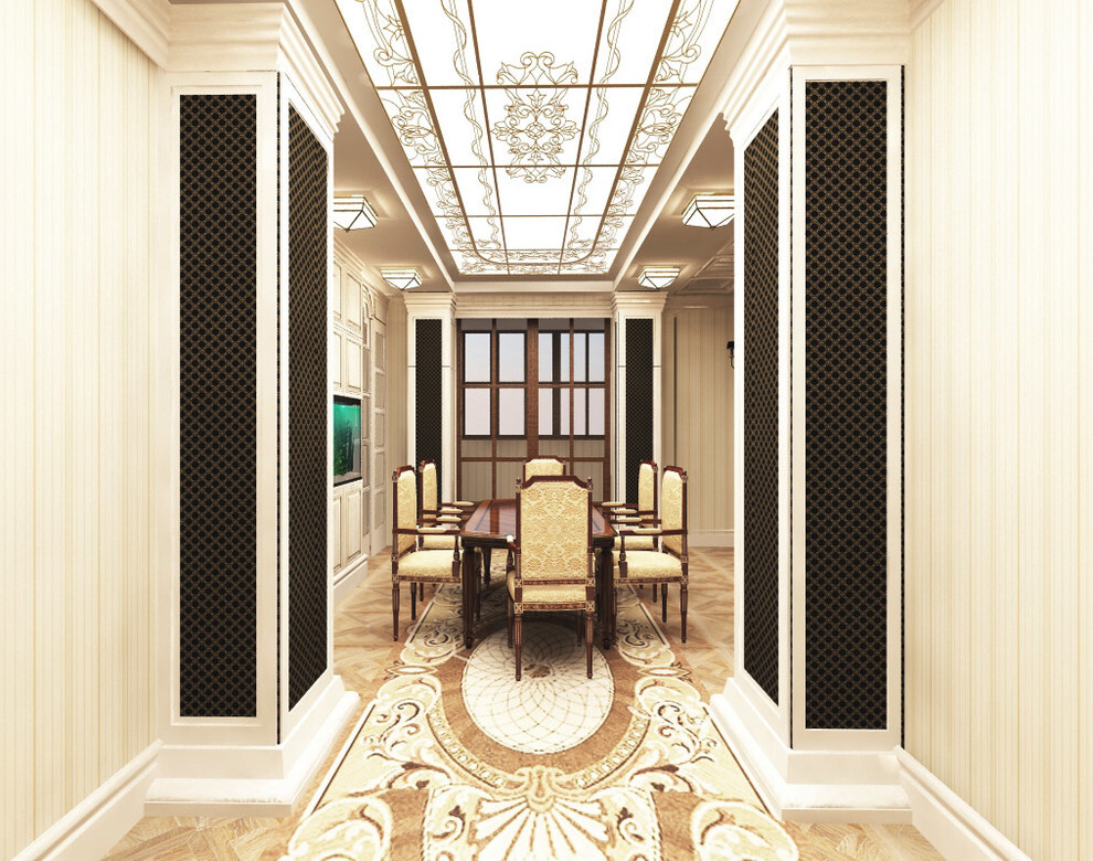 Интерьер коридора с каретной стяжкой в классическом стиле