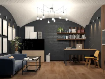 Интерьер гостиной c рабочим местом  смотреть на Basicdecor