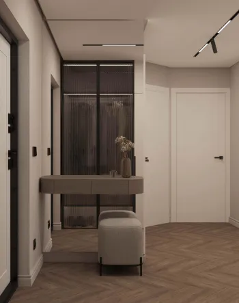 Интерьер прихожей cветовыми линиями и с подсветкой  смотреть на Basicdecor