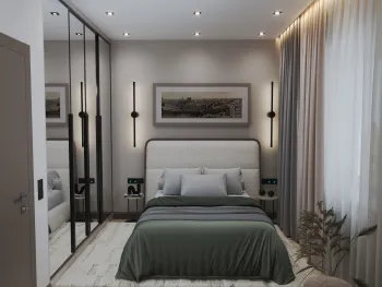 Интерьер спальни cветильниками над кроватью  смотреть на Basicdecor