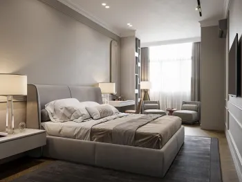 Интерьер спальни cветильниками над кроватью  смотреть на Basicdecor