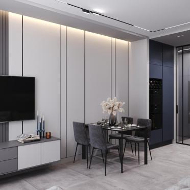 Интерьер кухни cветовыми линиями и с подсветкой  смотреть на Basicdecor