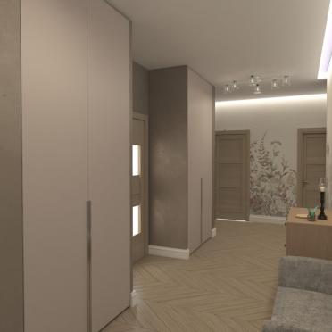Интерьер прихожей с нишей с подсветкой и проходной  смотреть на Basicdecor