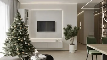 Интерьер гостиной с нишей с подсветкой и с подсветкой  смотреть на Basicdecor