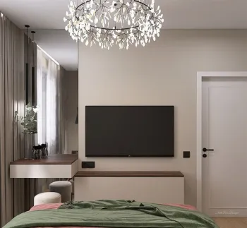 Интерьер спальни cветильниками над кроватью и с подсветкой  смотреть на Basicdecor