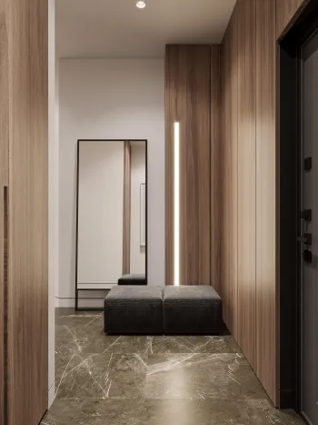 Интерьер прихожей с нишей с подсветкой, подсветкой настенной, подсветкой светодиодной и с подсветкой  смотреть на Basicdecor