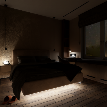 Интерьер спальни c подсветкой  смотреть на Basicdecor