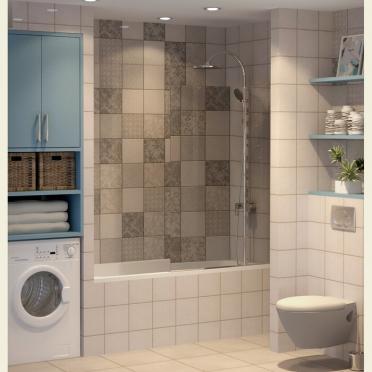 Интерьер ванной с душевой из плитки  смотреть на Basicdecor