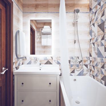 Интерьер ванной cовмещенным санузлом в скандинавском стиле смотреть на Basicdecor