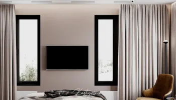 Интерьер спальни с двой окна  смотреть на Basicdecor