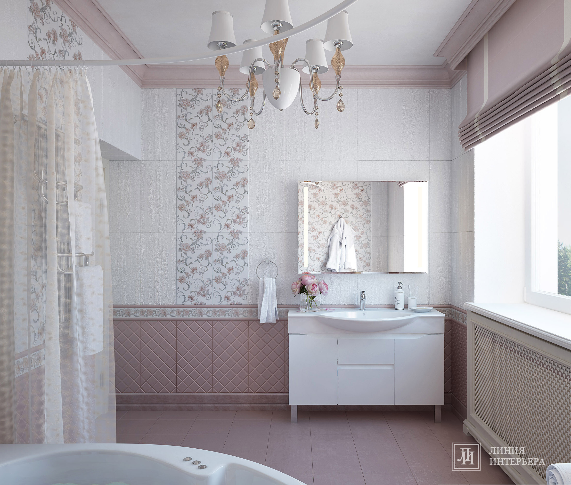 Интерьер ванной в неоклассике, в стиле кантри, шебби-шике, провансе и рококо
