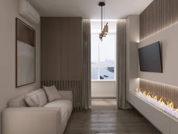 Интерьер гостиной c подсветкой  смотреть на Basicdecor