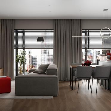 Интерьер гостиной с жалюзи и дверными жалюзи  смотреть на Basicdecor