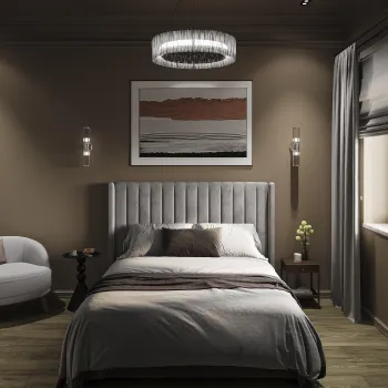 Интерьер спальни cветильниками над кроватью  смотреть на Basicdecor