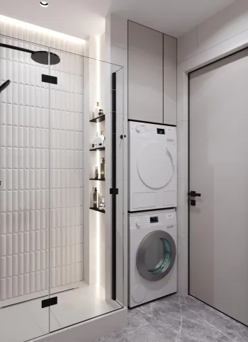 Интерьер ванной с постирочной  смотреть на Basicdecor
