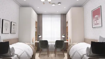 Интерьер спальни c подсветкой и две кровати  смотреть на Basicdecor