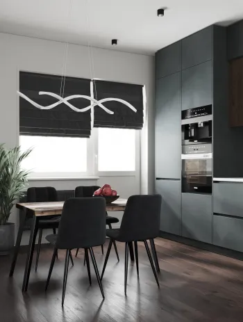 Интерьер кухни с жалюзи в современном стиле смотреть на Basicdecor