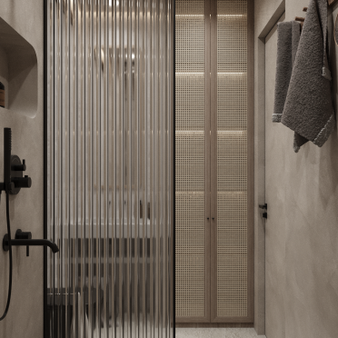 Интерьер ванной с душевой из плитки  смотреть на Basicdecor