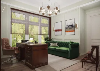 Интерьер кабинета c рабочим местом в стиле фьюжн смотреть на Basicdecor