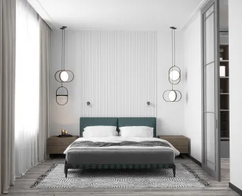 Интерьер спальни cветильниками над кроватью  смотреть на Basicdecor