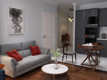 Интерьер гостиной cветильниками над столом  смотреть на Basicdecor