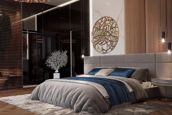 Интерьер спальни cветильниками над кроватью  смотреть на Basicdecor