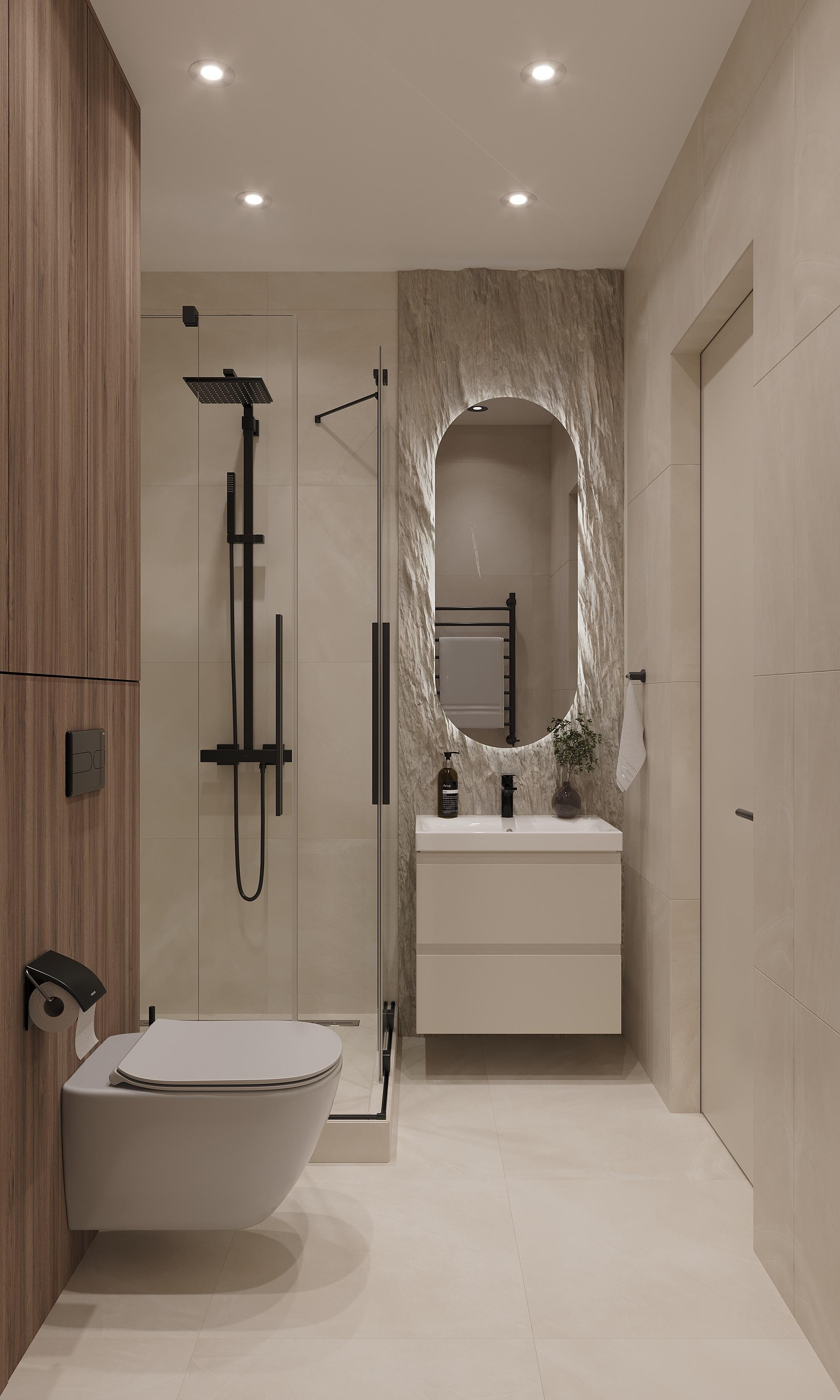 Интерьер ванной, проект «ЖК Парк Апрель» Интерьер ванной смотреть на Basicdecor