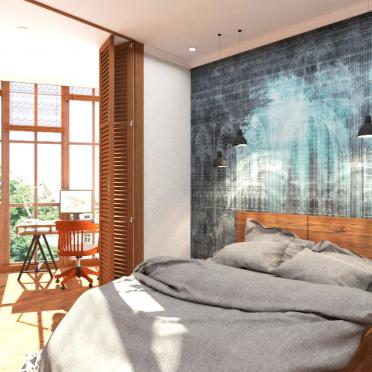 Интерьер спальни c рабочим местом  смотреть на Basicdecor