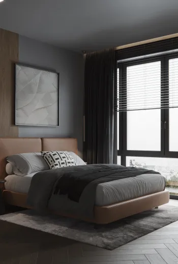 Интерьер спальни с панорамными окнами  смотреть на Basicdecor