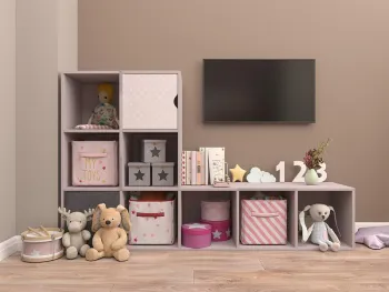 Интерьер детской с хранением игрушек  смотреть на Basicdecor