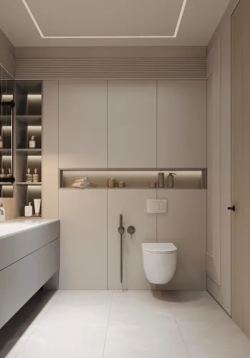 Интерьер ванной с нишей с подсветкой  смотреть на Basicdecor