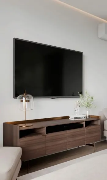 Интерьер с телевизором на стене  смотреть на Basicdecor